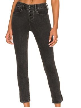 Good American Black Button-Fly Skinny Jeans Size 26